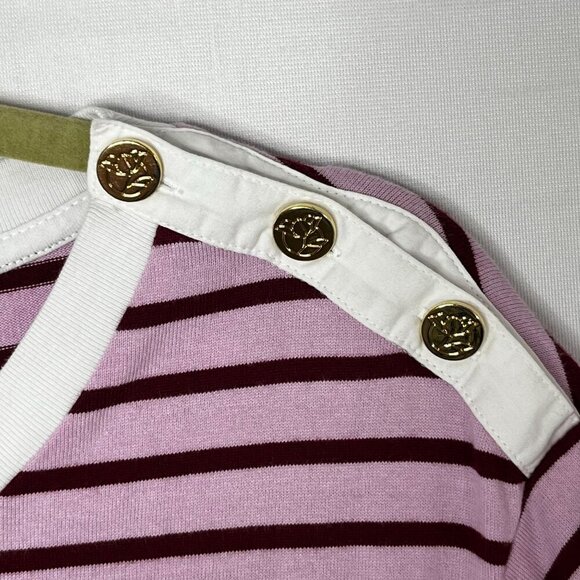 Draper James Tie Waist Midi T-Shirt Dress Dark Pink Mariner Stripe Size 1X - Picture 6 of 10